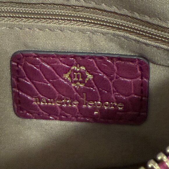 Nanette Lepore Moli Croc Embossed Tech Wristlet Wallet Vegan Burgundy Orchid New - Picture 10 of 12